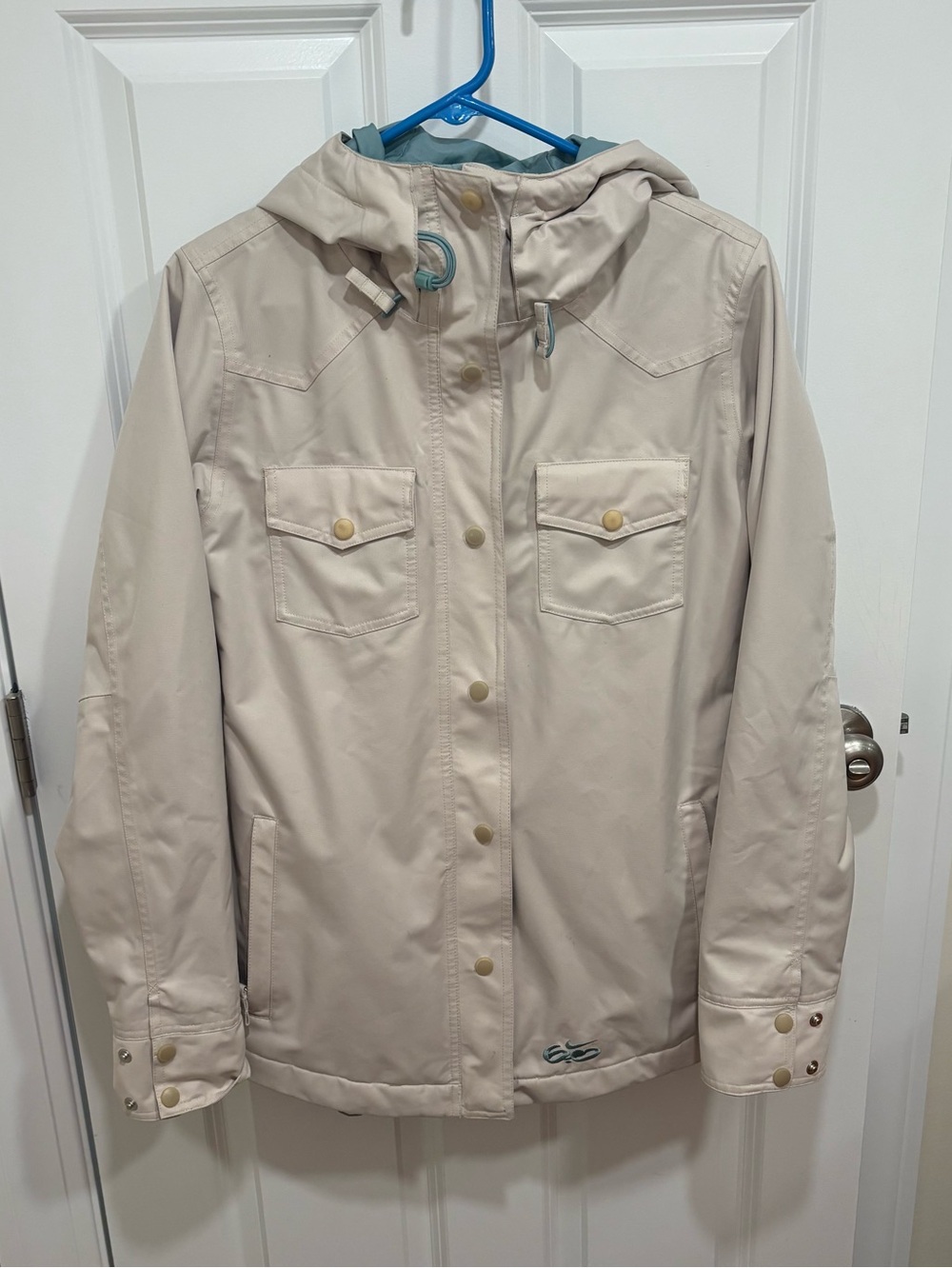 Vintage Nike 6.0 Beige Light Blue Full Zip Snowboarding Jacket Womens U.S. Med